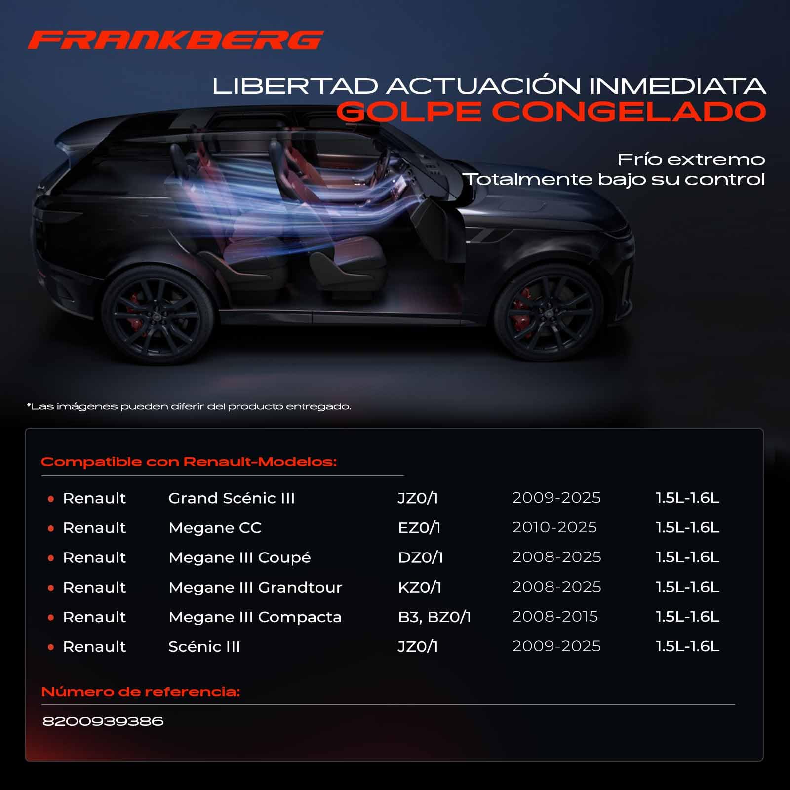 Frankberg Compresor de aire acondicionado con embrague Compatible con Meg.ane III Grandtour KZ0/1 Meg.ane III Hatckback B3 BZ0/1 Scénic III JZ0/1 Replace# 8200939386incl. aceite premezclado