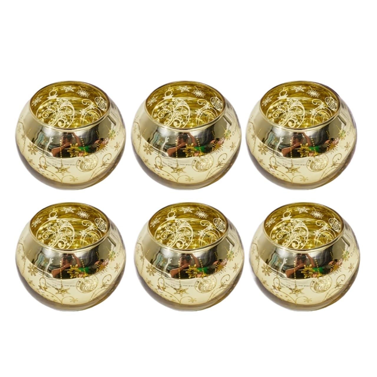 6pcs Glass Candlestick Cup Romantic Mercury Star Plating Tealight Candle Holder For Wedding Birthday Party Dinner Decoration for Weddings, Birthdays(6Pcs Color7)