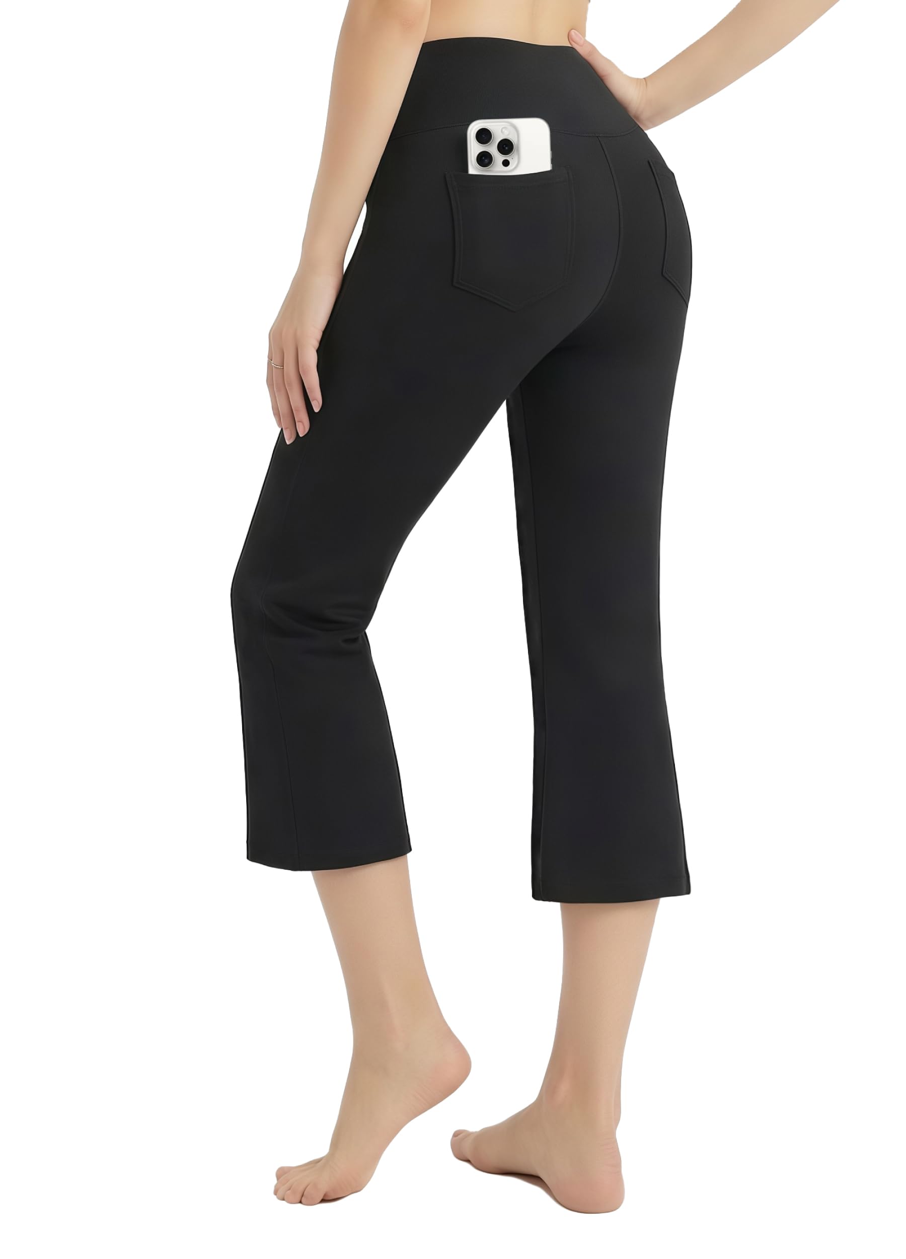 SAFORT Damen Capri/ 74cm/ 79cm/ 84cm/ 89cm Yogahose Baumwolle Jazzpants Damen Bootcut Hose Sporthose lang mit Taschen Flared Leg