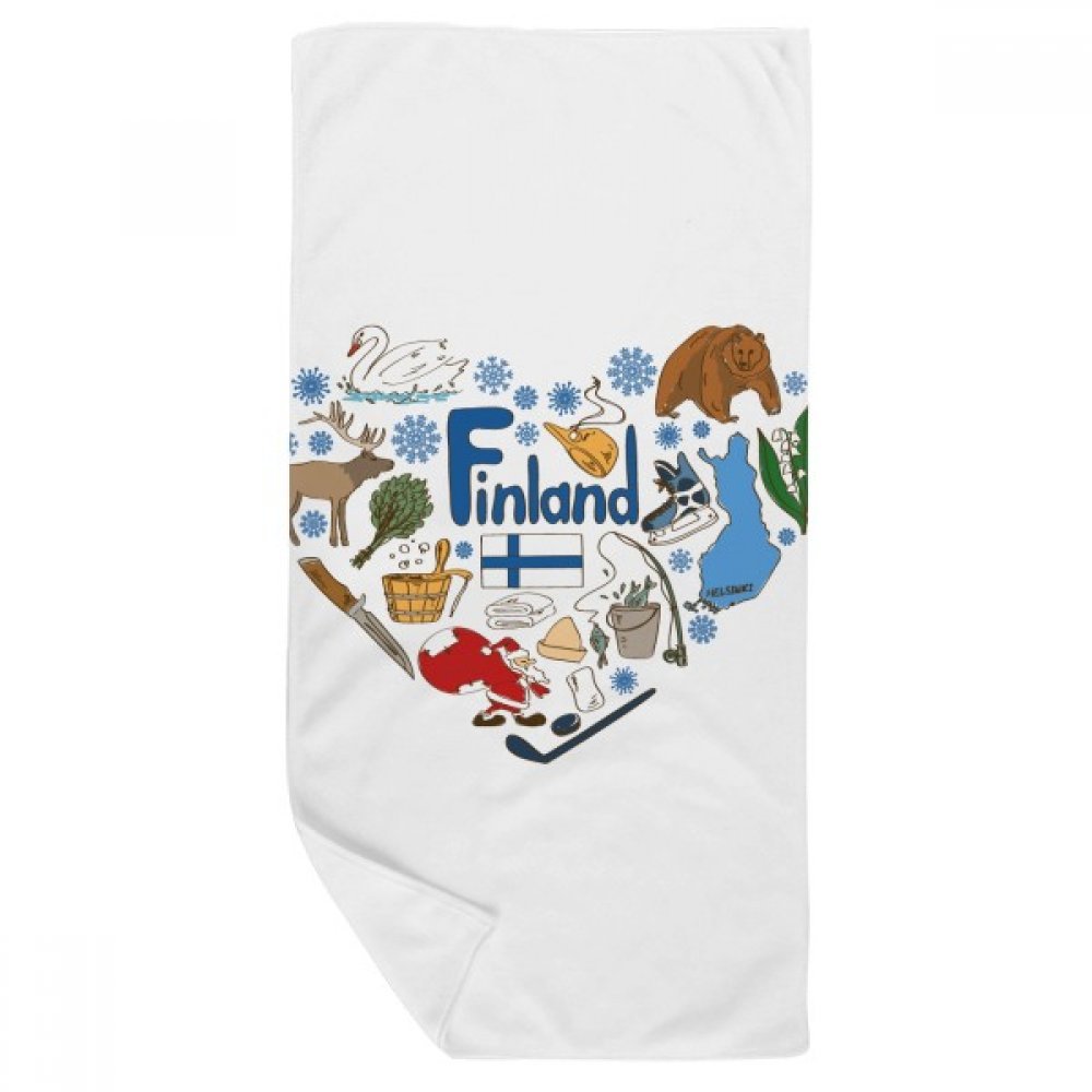 Serviette de bain motif cœur Finlande pour le sport et vos déplacements