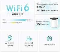 Vista 3 de TP-Link Deco X55 AX3000 WiFi 6 Mesh System - Cubre hasta 2500 pies cuadrados, reemplaza el enrutador y extensor inalámbrico, 3 puertos Gigabit
