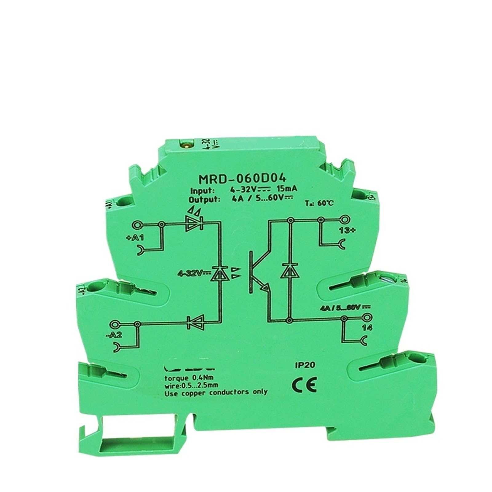 MRD-060D4 Entrada: 5 V 12 V 24 V CC Indicador LED SSR Relé de estado sólido Módulo de interruptor de relé de voltaje CC 4 A for automatización del hogar
