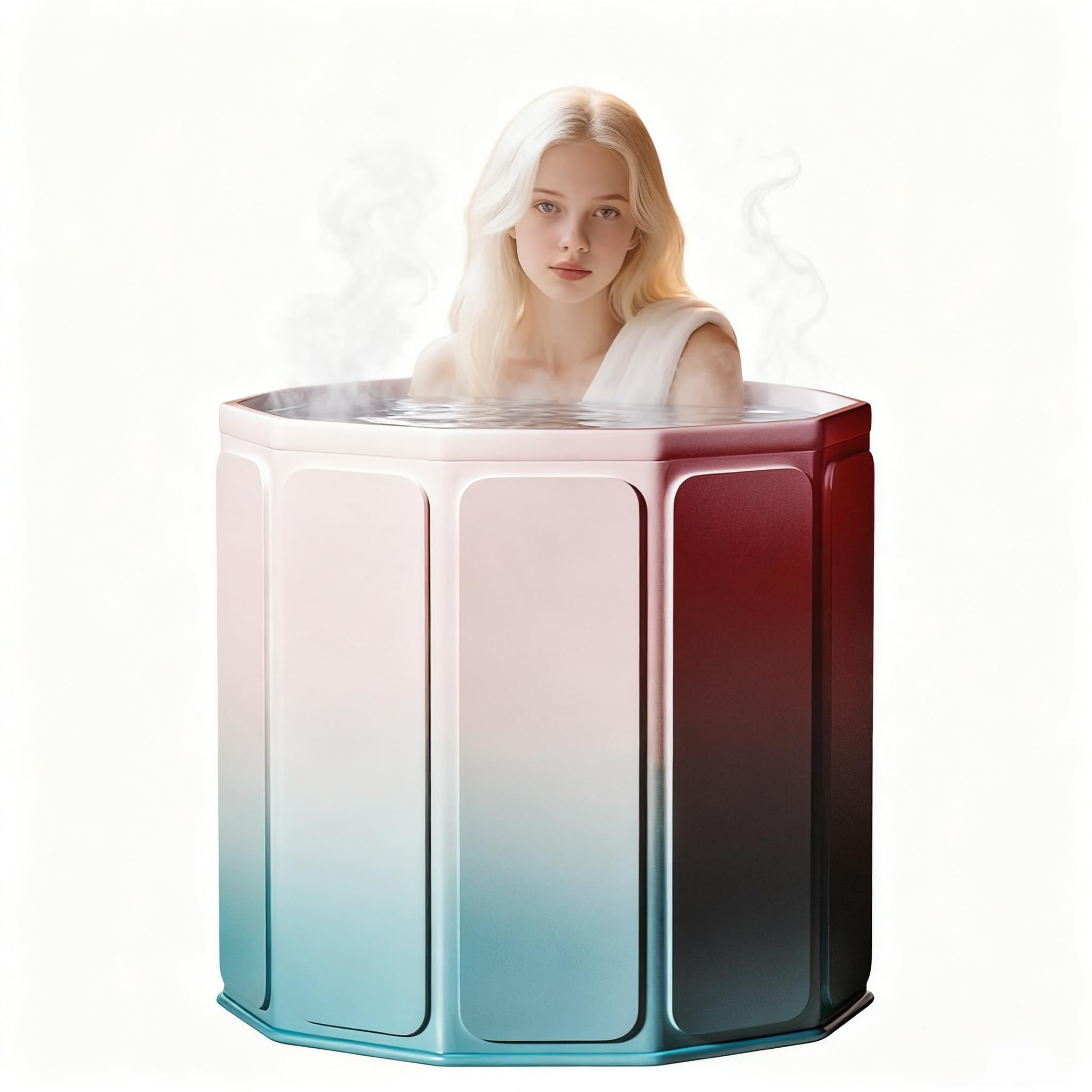XUDREZ Baignoire Pliable, Baignoires Portable Pliage pratique, Pliante SPA Baignoire pour Petite Salle de Bain, Trempage Autoportante Enfant Adulte, Rose dégradé