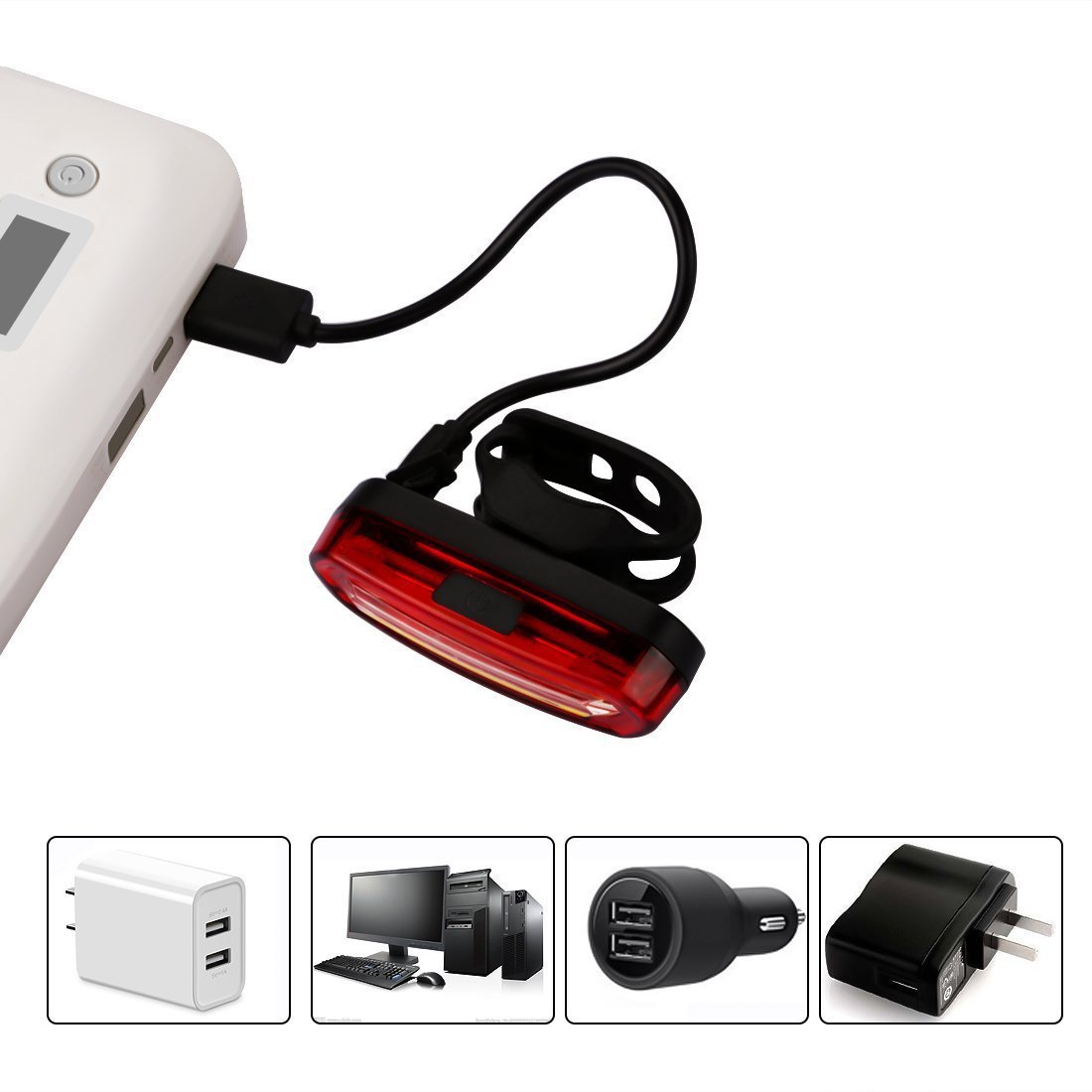 Luce LED Posteriore Per Bicicletta/monopattino 100 Lumen (4 Modalità) Batteria Ricaricabile USB - Foto 8