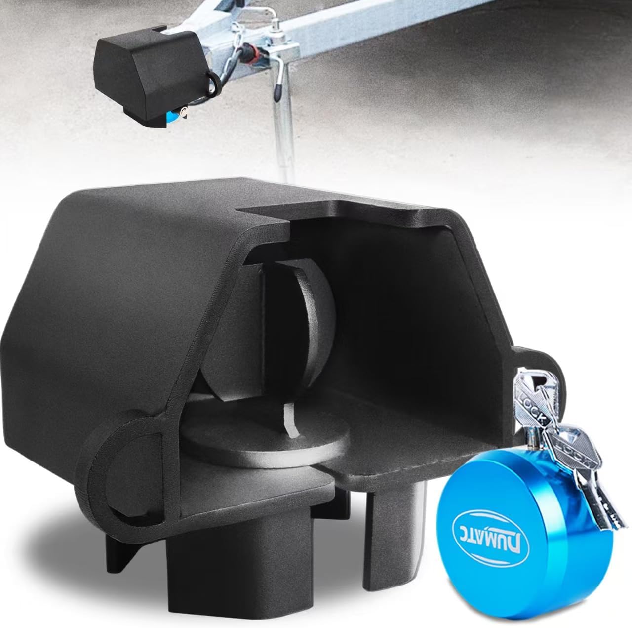 Upgrade 2.0 Trailer Coupler Lock, Universal Trailer Tongue Hitch Lock for 2 & 2-5/16 Couplers, Anti-Theif Design, 1/4" Ultra Thick Steel, Heavy Duty Trailer Locks for Boat, RV, Camper, Truck