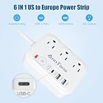 European Plug Adapter, AnnTane International Travel Adapter with 3 Outlets 3 USB Ports(1 USB C), Travel Essentials Type C Power Adapter with Bag to Most Europe EU France, Spain