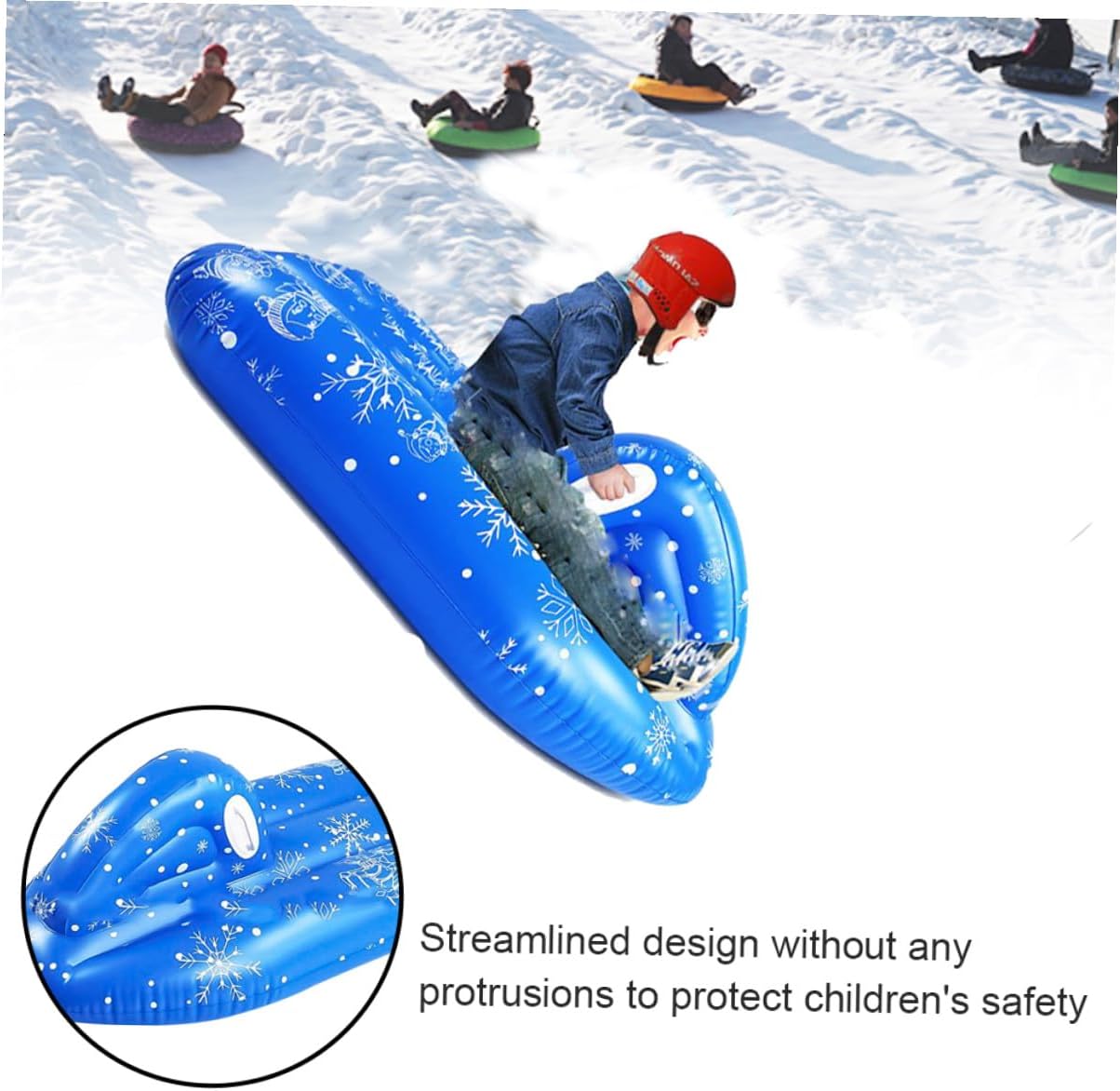 Inflatable Winter Snow Sled for PVC Snow Tube with Cold-Resistant Material Portable Skiing Inflatable Sled for Outdoor Sledding