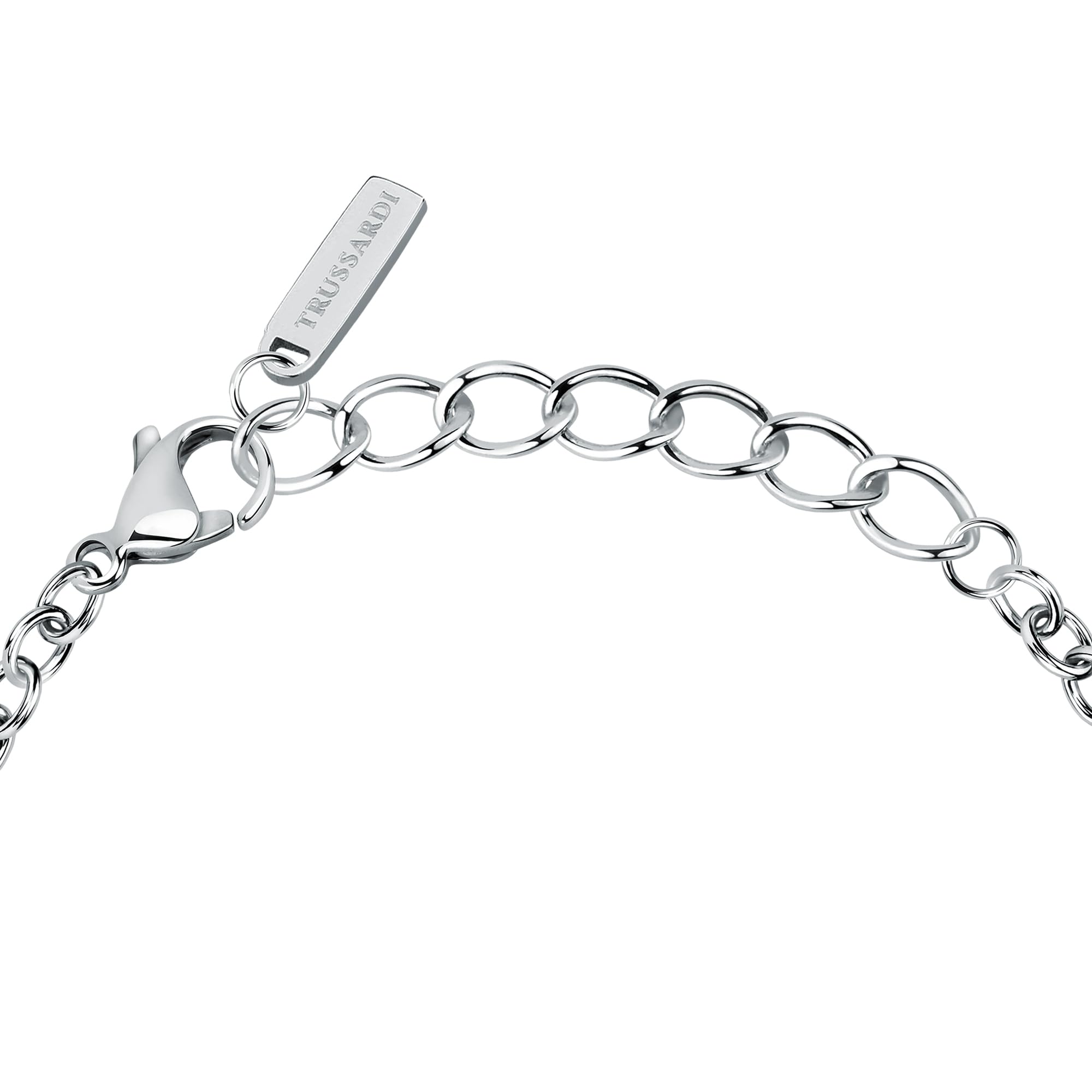 TRUSSARDI Bracciale Donna in Acciaio, Cristalli Azzurri, Collezione T-LOGO - TJAXC114
