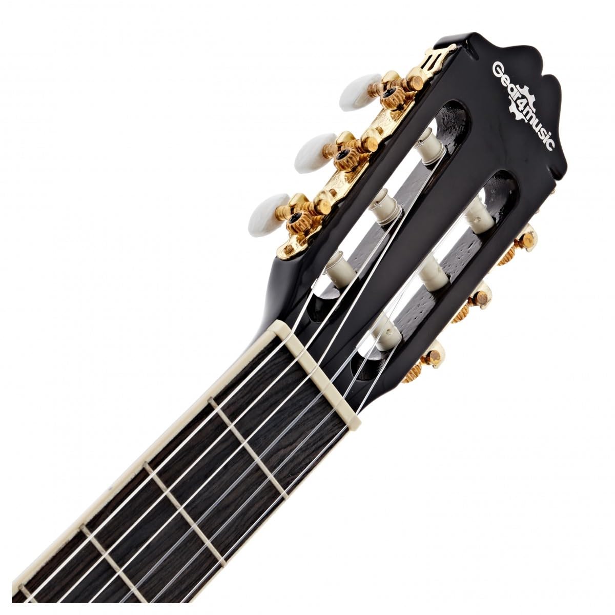 Chitarra classica Deluxe di Gear4music, Trans Nero | Suono Equilibrato e Suonabilità Comoda, Corde di Nylon Morbide per Suonare Facilmente, Scala Standard, Trans Black