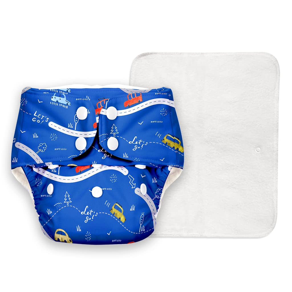 SuperBottoms BASIC Reusable Cloth Diaper for babies 0-3 Years | Freesize Adjustable,Reusable Cloth Diaper for babies | NEW Quick Dry UltraThin pads | Trim Fitting, Dries 2times faster | Royal Blue