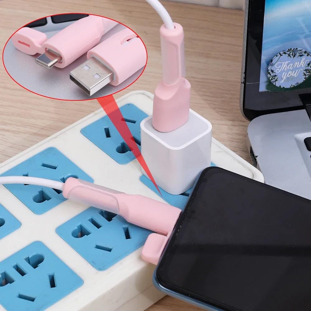 Confezione da 2 protezioni per cavi USB-C in morbido silicone, custodia flessibile per cavo di ricarica, copertura anti piegatura, organizer per cavi per protezione caricabatterie Android, blu, per