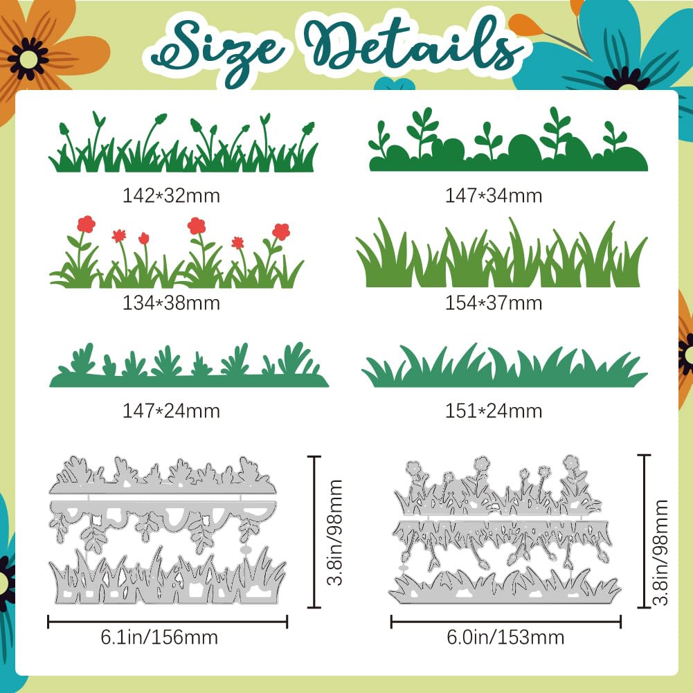 DELORIGIN Grass Edge Cutting Dies Grass Card Making Die Stencil Metal Die Cuts Card Scrapbooking Embossing Template Dies for Greeting Cards Birthdays Craft Paper Album Invitation Festive Decor - Image 2
