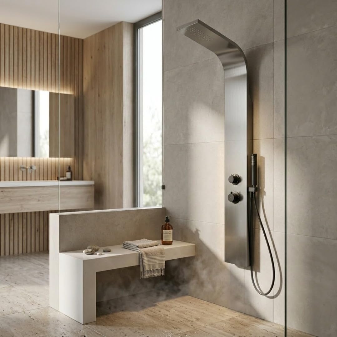Essebagno Essegun panel prysznicowy termostatyczny szary pistolet metalowy