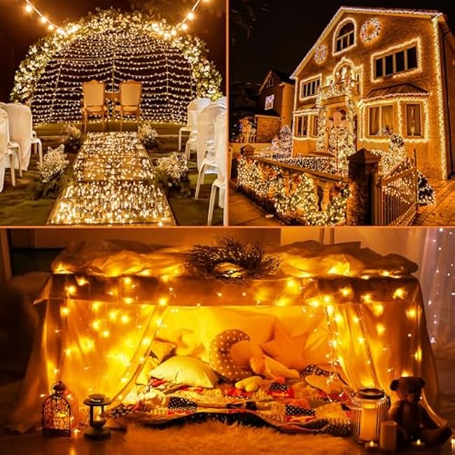 Beieverluck 8 Pack Solar Fairy Lights Outdoor Waterproof 264FT 800 LED Solar String Lights Outside with 8 Modes for Tree Garden Wedding Party Decor, Warm White