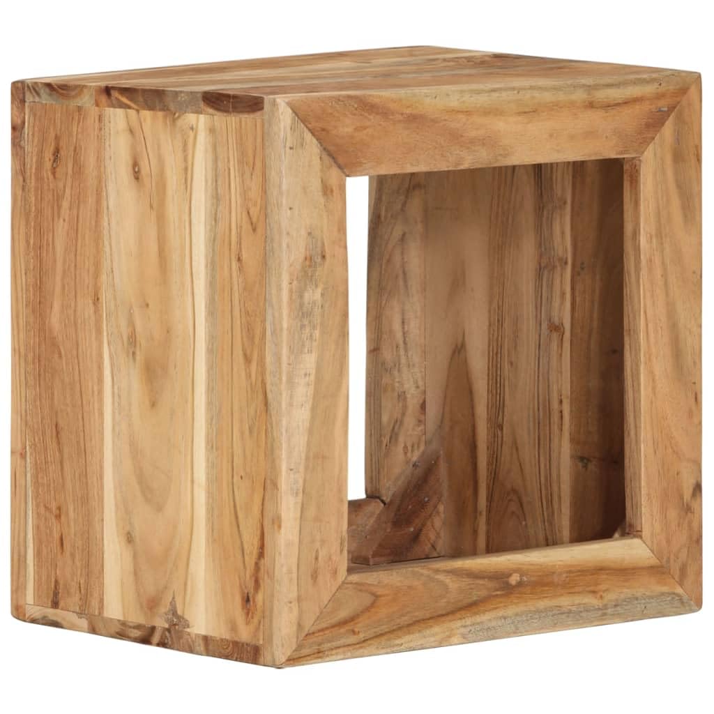 Holzhocker 40x30x40 cm aus Massivholz Akazie - Vielseitiger Beistelltisch und Couchtisch mit Ablagefach für Wohnzimmer und Flur - Rustikaler Hocker Natur Unikat