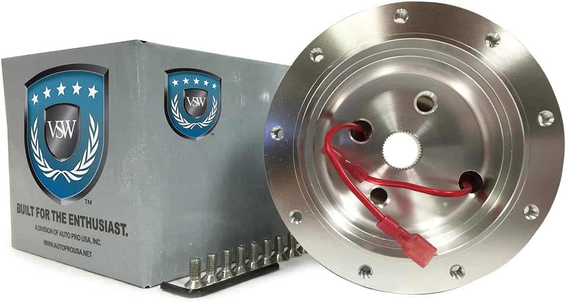 VSW Steering Wheel Hub Adapter 9 Bolt (Silver) Compatible with 1968-78 Ford Mustang, 78-91 Bronco, 68-73 Cougar STH1002SIL