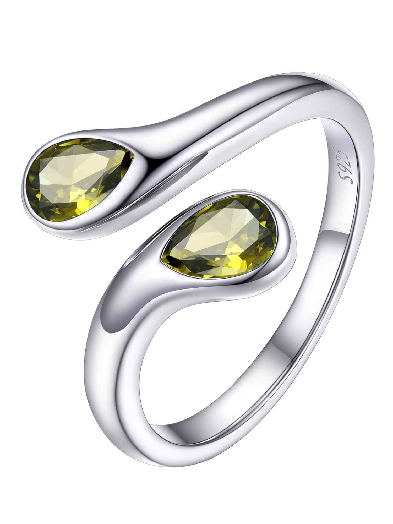 PROSILVER 925 Sterling Silver Adjustable Birthstone Ring