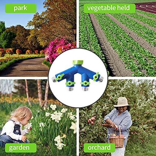 Green Mount Garden Hose Connector Tap Splitter, Easy Grip Splitter With Shut-Off Valves (4 Way) #TOP7