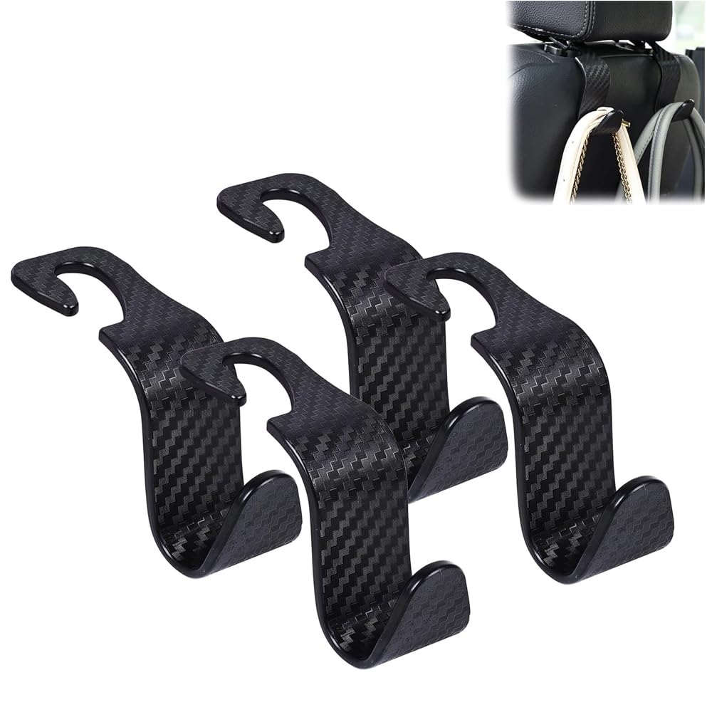 Woniyal 4PCS car headrest hooks for Skoda Roomster 2010-2015 Multifunctional Back Seat Hooks for Headrest for Hanging Bags, Purses and Handbags (Black)