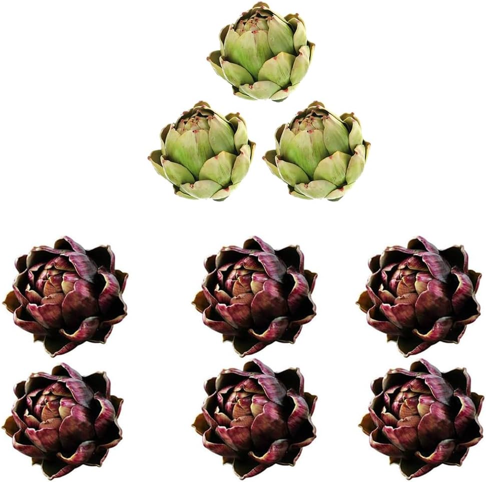 WESAPPINC 9pack Large Green Fake Artichokes Wine Red Faux Artichokes Artificial Vegetables and Fake Fruits for Kitchen Decorations