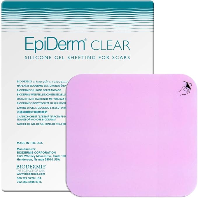 title=Biodermis Epiderm cerotto per cicatrici in silicone trasparente, 12 x 14,5 cm,