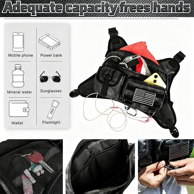 MFRHYLOEE Outdoor Sport Chest Bag for Men & Women, Chest Rig For Hiking, Running, Cycling, EDC Chest Pack Rig with Holster For Sports and Workouts - Image 5