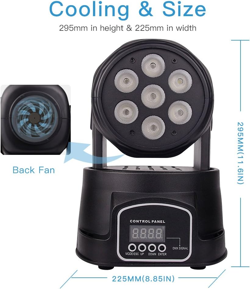 BETOPPER DJ Lights Moving Head,RGBW Mini Stage Lights Moving Head, DMX DJ Disco Lights Sound Activated, Mini Moving Heads Wash Light for Christmas, Parties, Club, Concert, Wedding, Disco Events, 7x8W