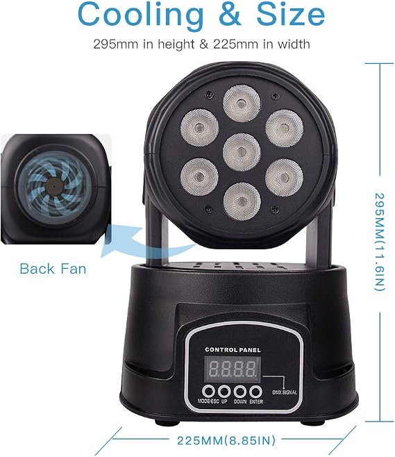 Betopper 7x8W Moving Head DJ Lights,RGBW Stage Lighting-1 Pack