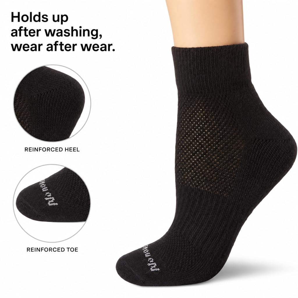 No Nonsense Cushioned Mesh Quarter Top Ankle Socks-Premium Comfort for Women Calcetín (Pack de 3) para Mujer