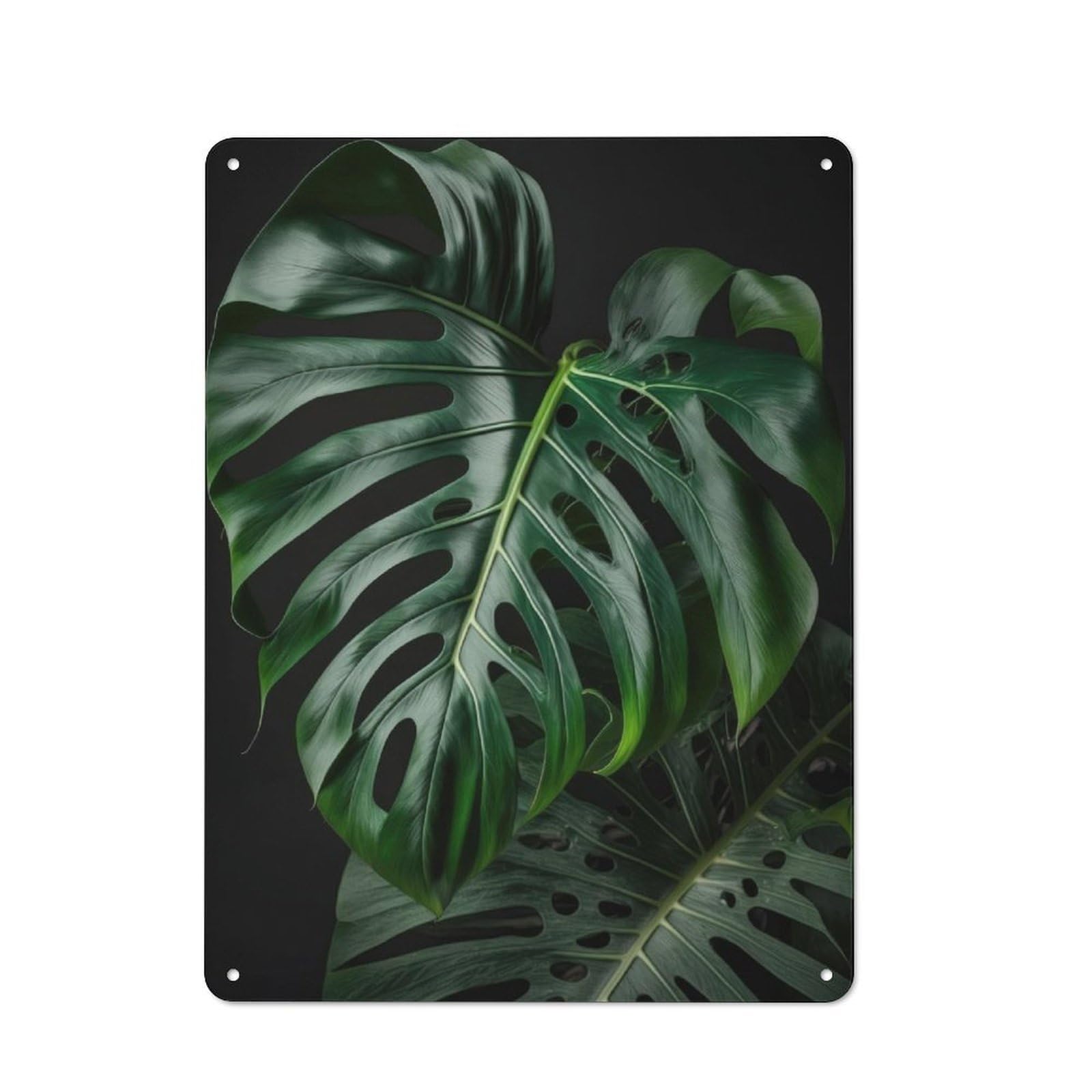 Junmoney Minimal Monstera Rustic Metal Sign 40X30cm For Hallway Wall, For Collectors Of Rustic Metal Wall Decor