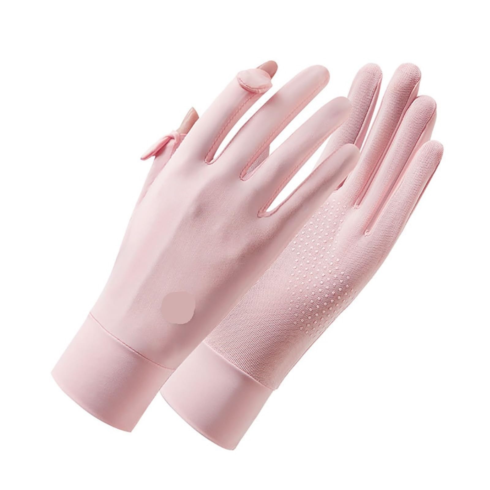JMORCO Sun Gloves Summer Breathable Ice Silk Gloves Women Sunscreen Fashion Non Slip Finger Flipping Riding Thin Anti UV(Pink)