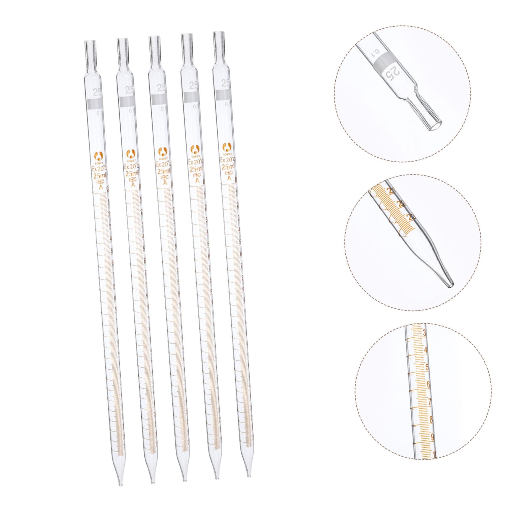 Alipis 20 Pipetas de Vidrio con Escalas para Medición Precisa y Visualización Clara, Suministros de Laboratorio