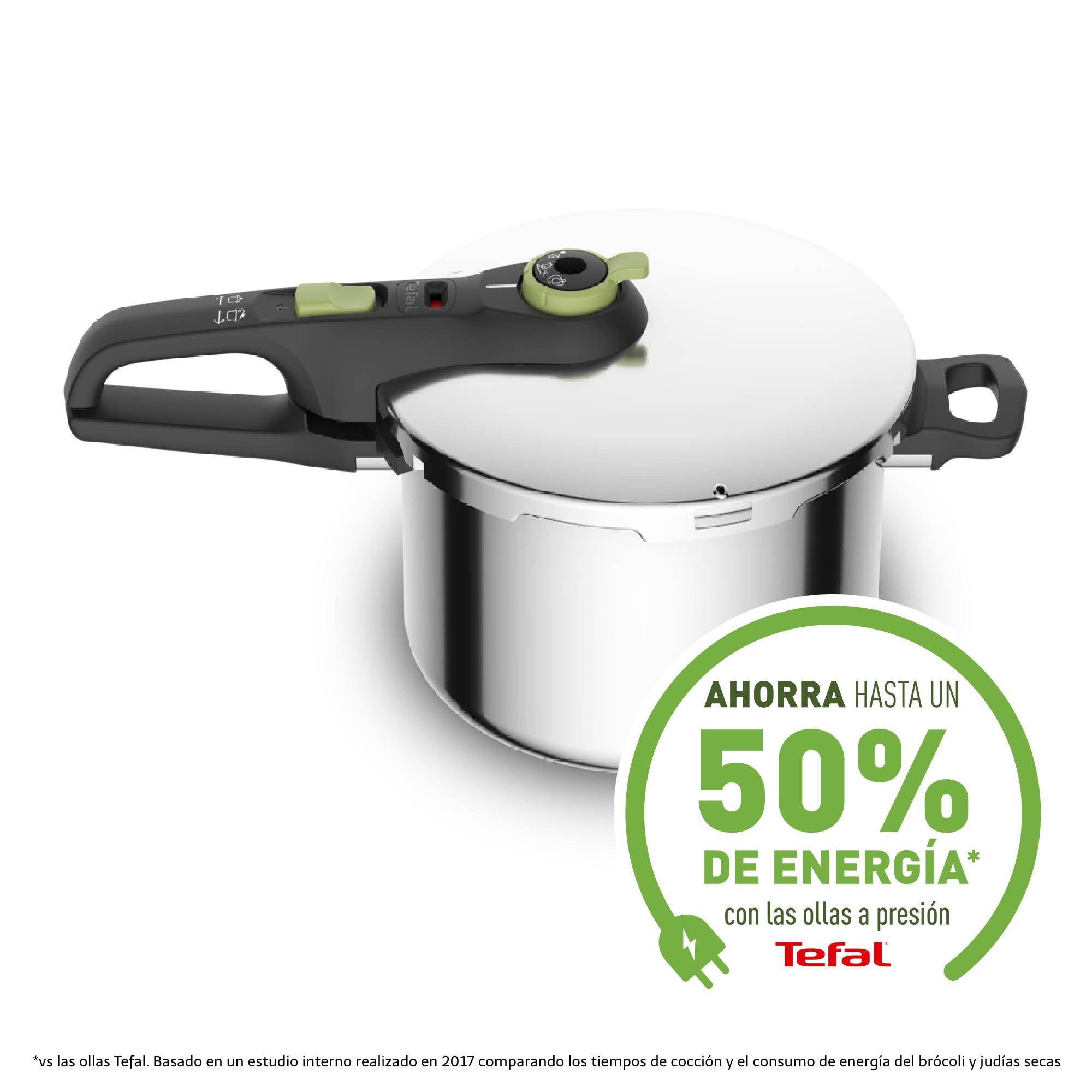Tefal Olla a presión Secure Trendy 6L - Dos programas, verdura y carne, comidas más rápidas & Daily Cook - Sartén baja de 28 cm con revestimiento resistente, duradero y seguro