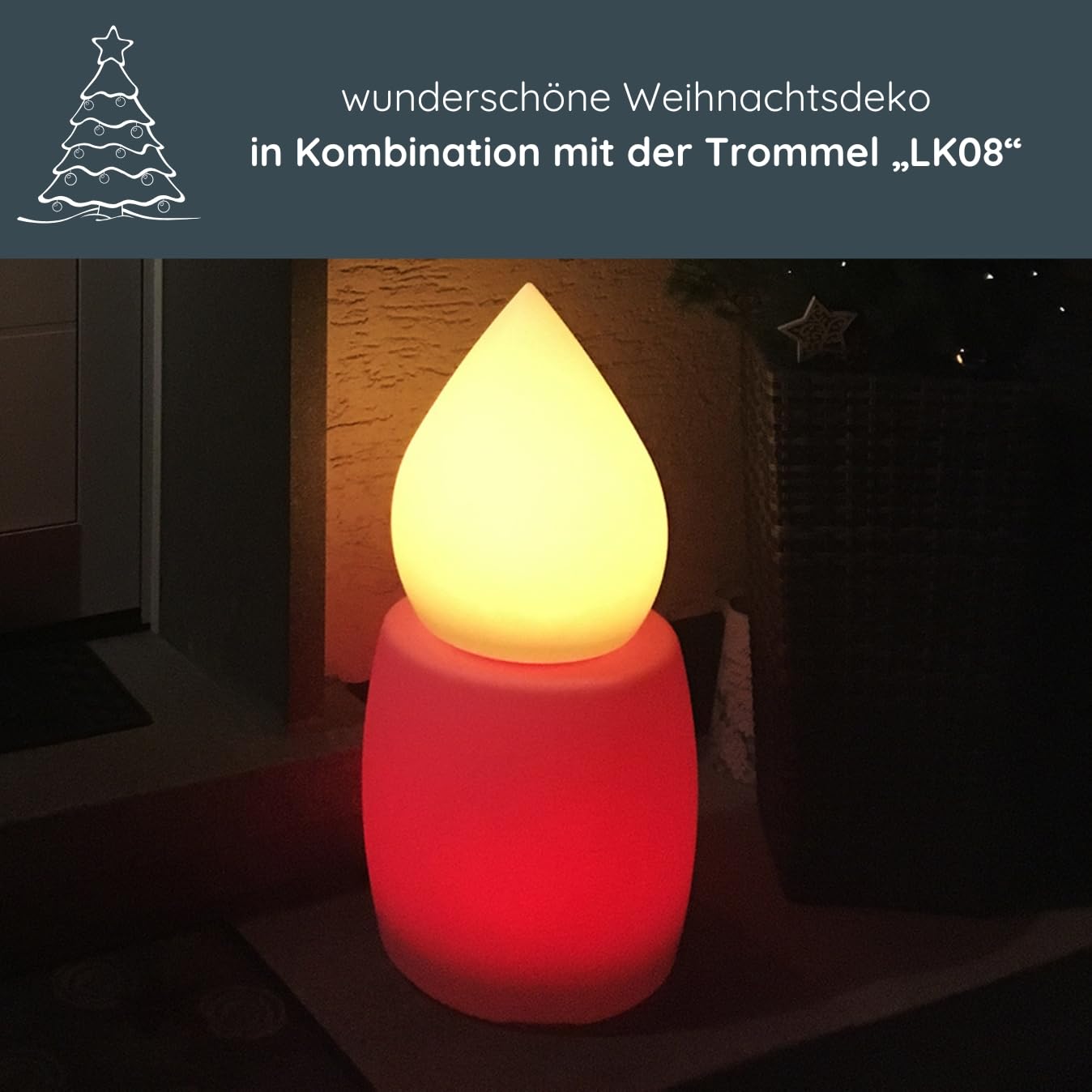 MeLiTec Solarlampe Bodenbeleuchtung Außen Innen USB Farbwechsel Durchmesser 30 cm Höhe 39 cm Kunststoff Tropfen