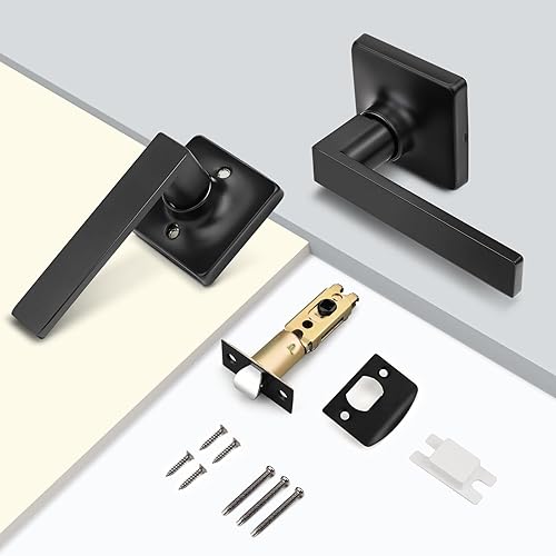 Miniatura 8 de GOBEKOR Paquete de 1 manija de paso, manijas de puerta negras para cerradura de puerta de armario, manija de puerta interior sin llave con cerradura