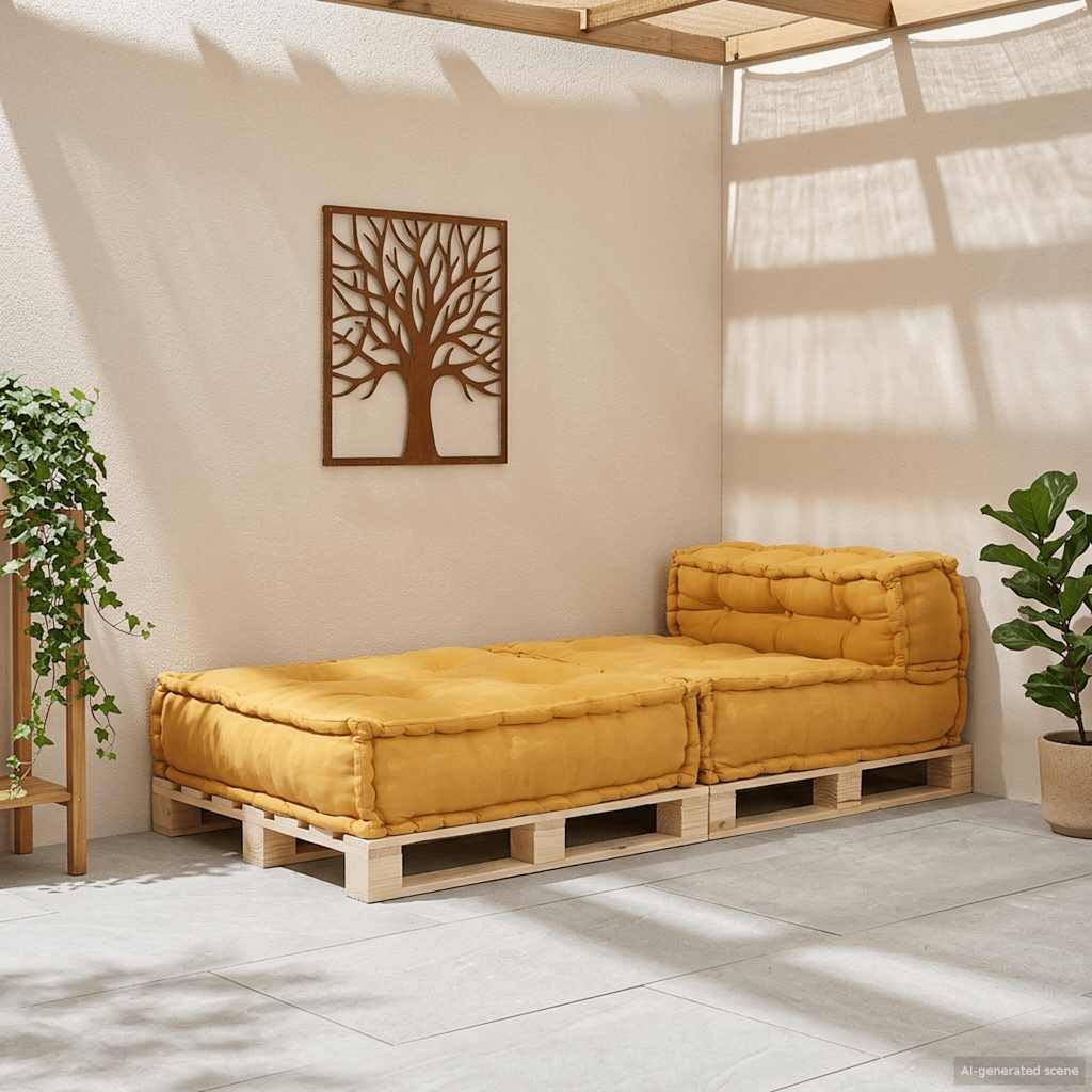 SYDE Sofá Modular Amarillo 70x70x54 | Relleno de espuma, funda de algodón, diseño versátil, ideal para sala, cine en casa o porche