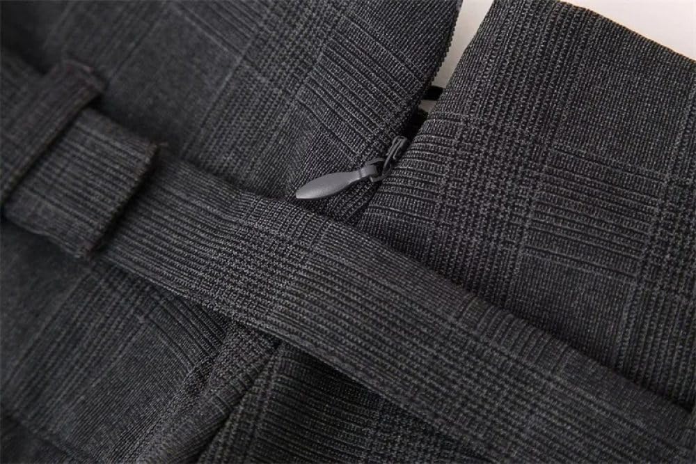 SWEPER Falda Corta De Mujer - Minifalda Plisada De Otoño para Mujer, Cinturón De Estilo Británico Decorado, Falda Acampanada De Cintura Alta con Cremallera A La Moda, Culottes Cortos