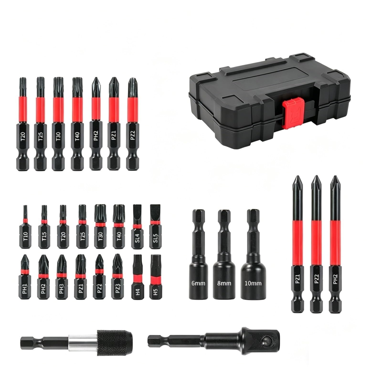 Set di punte for cacciavite da 31 pezzi, lega durevole, finitura lucidata a olio, impermeabile, include bussole Torx esagonali Phillips con custodia