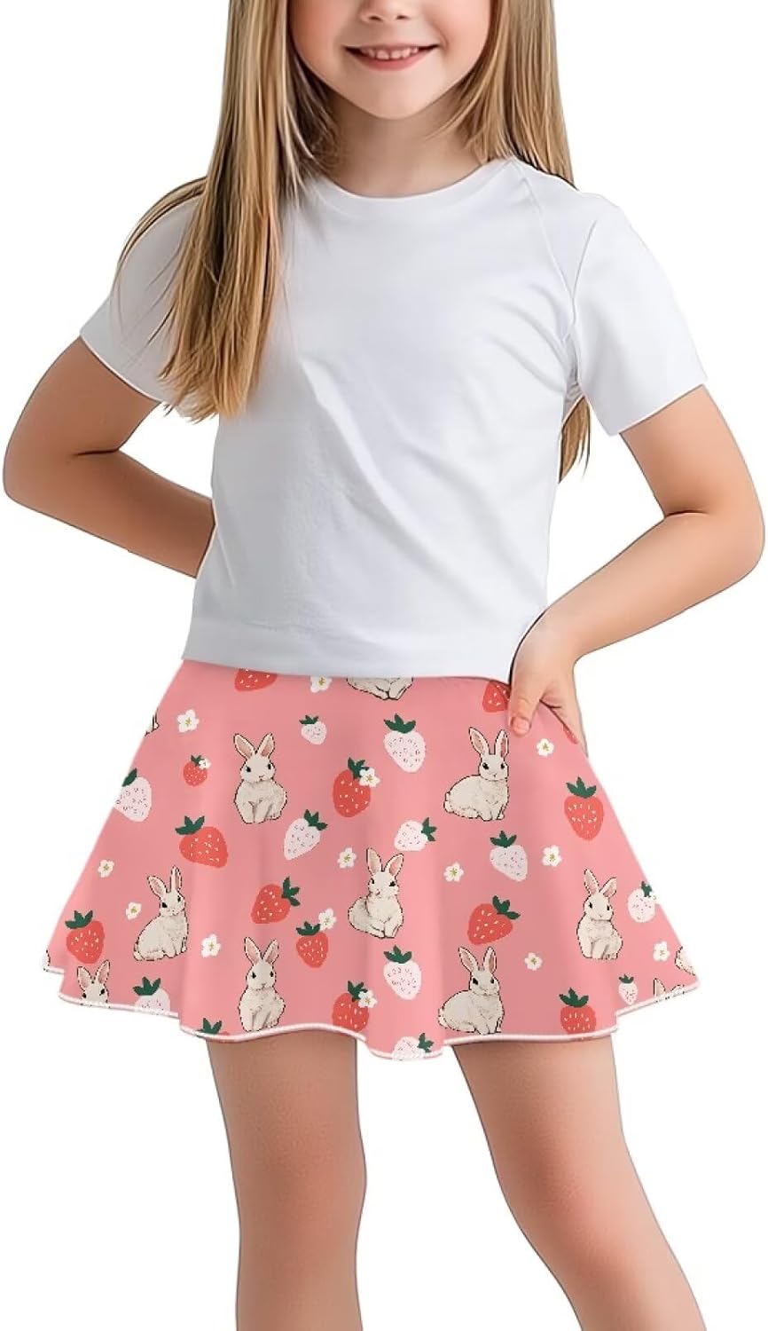 Girls Tennis Skirts with Shorts High Waisted Skater Skirt Stretchy Activewear Sports Athletic Skirts for Kids