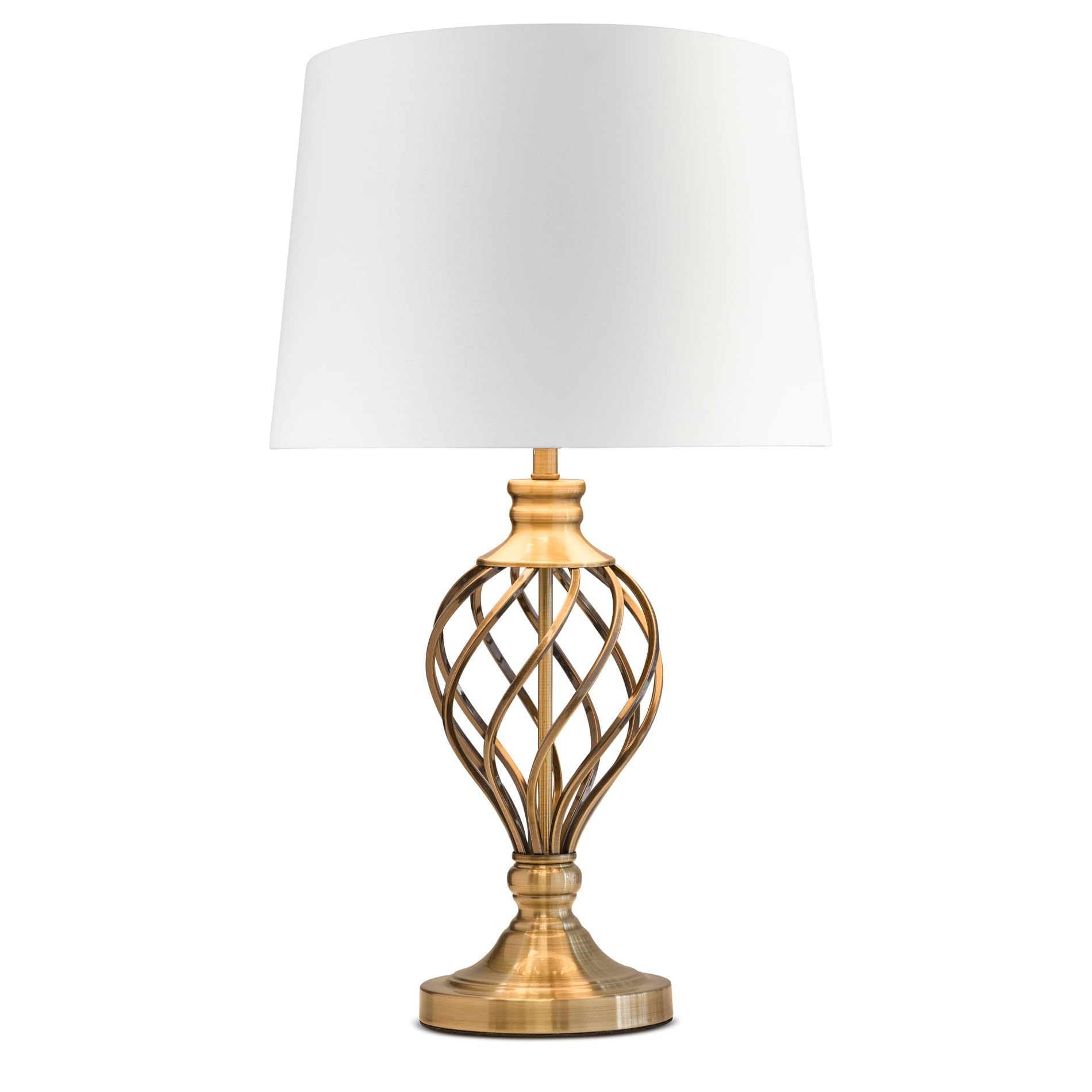 Lighting Supermarket Ivory Gold Lined Hepburn Large Barley Twist Table Lamp Antique Brass (Ivory Gold Lined)