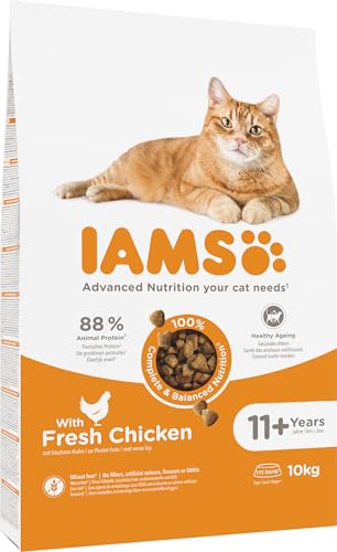 IAMS Advanced Nutrition 11+ Years droogvoer met verse kip voor katten, 10 kg - Afbeelding 3