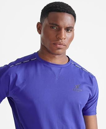 Superdry Mens Run Short Sleeve T-Shirt, Relaxed Fit, Breathable Fabric Cobalt Blue Size XL