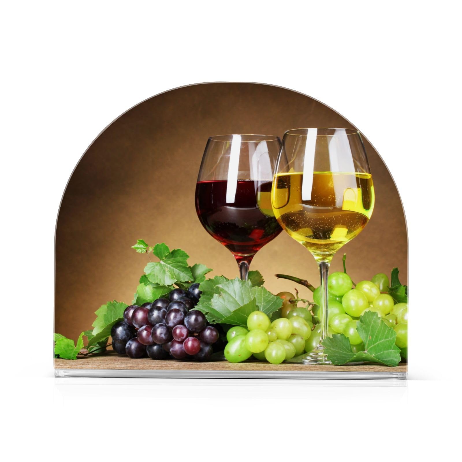 Napkin Holder for Table, Glasses Of Wine Grapes Acrylic Paper Napkin Holder, Kitchen Tissue Paper Dispenser Cocktail Napkin Holder for Dining Table, Party Guest, Bathroom