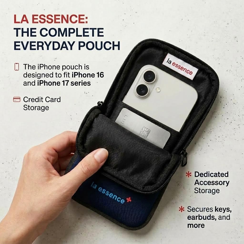 Large Neoprene Phone Pouch, YKK Zipper, Water-Resistant Layer, Navy Blue image 5