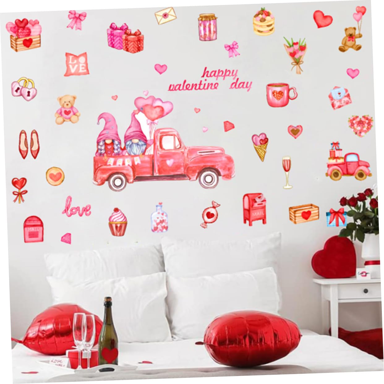 Housoutil 4 Blätter Wandtattoo Zum Valentinstag Wanddekoration Gold Tapeten Fenster Wandtattoos Als Heimdekoration Nagelaufkleber Wichtel-aufkleber Zum Valentinstag Haken Abziehbilder Pvc