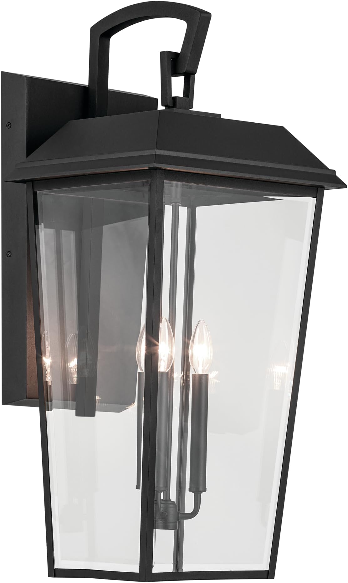 Mathus 3-Light Textured Black Luxe Updated Traditional Outdoor Wall Light with Clear Glass for Outdoor Walls, Exterior Doors, Garage, Porch or Patio Walls
