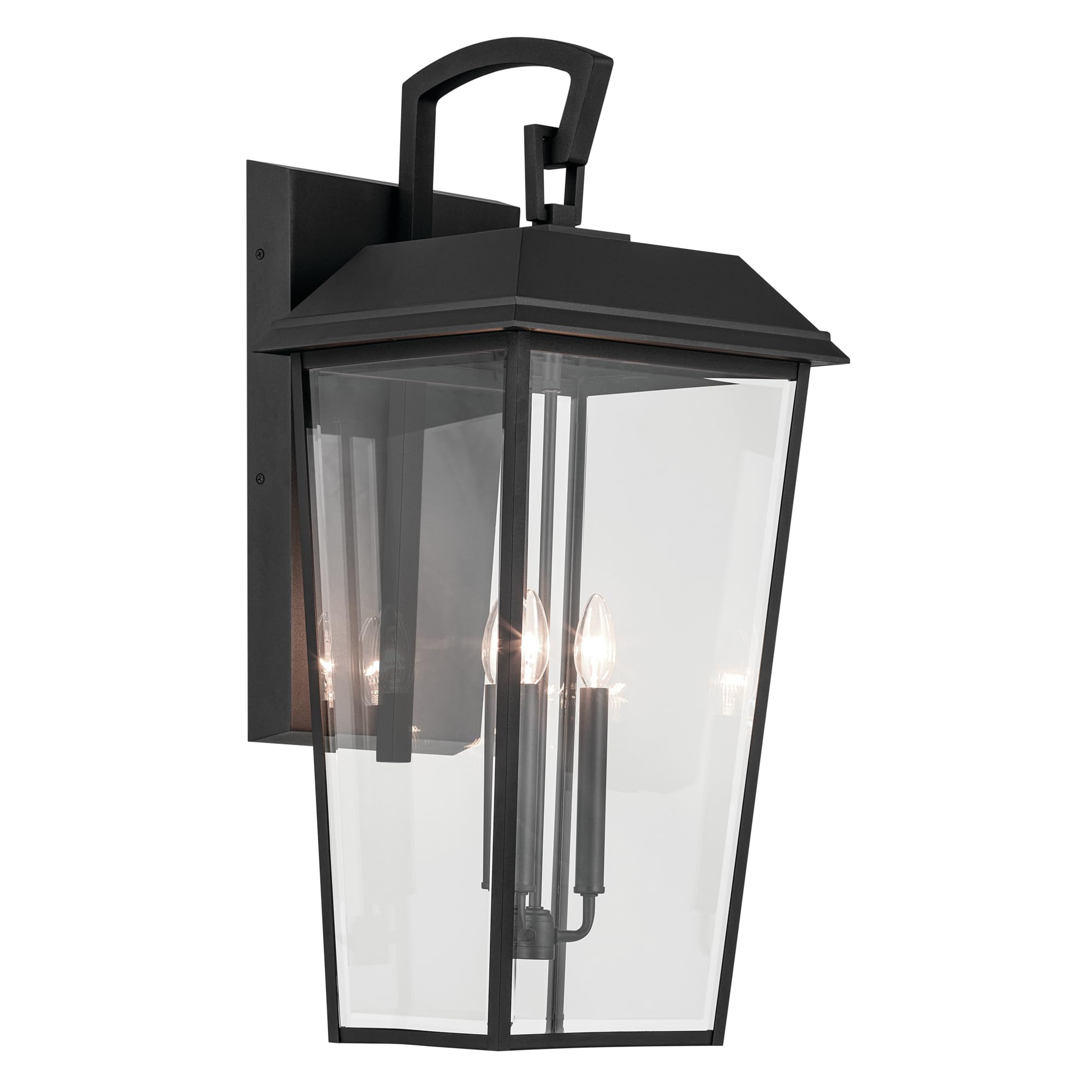 Mathus 3-Light Textured Black Luxe Updated Traditional Outdoor Wall Light with Clear Glass for Outdoor Walls, Exterior Doors, Garage, Porch or Patio Walls