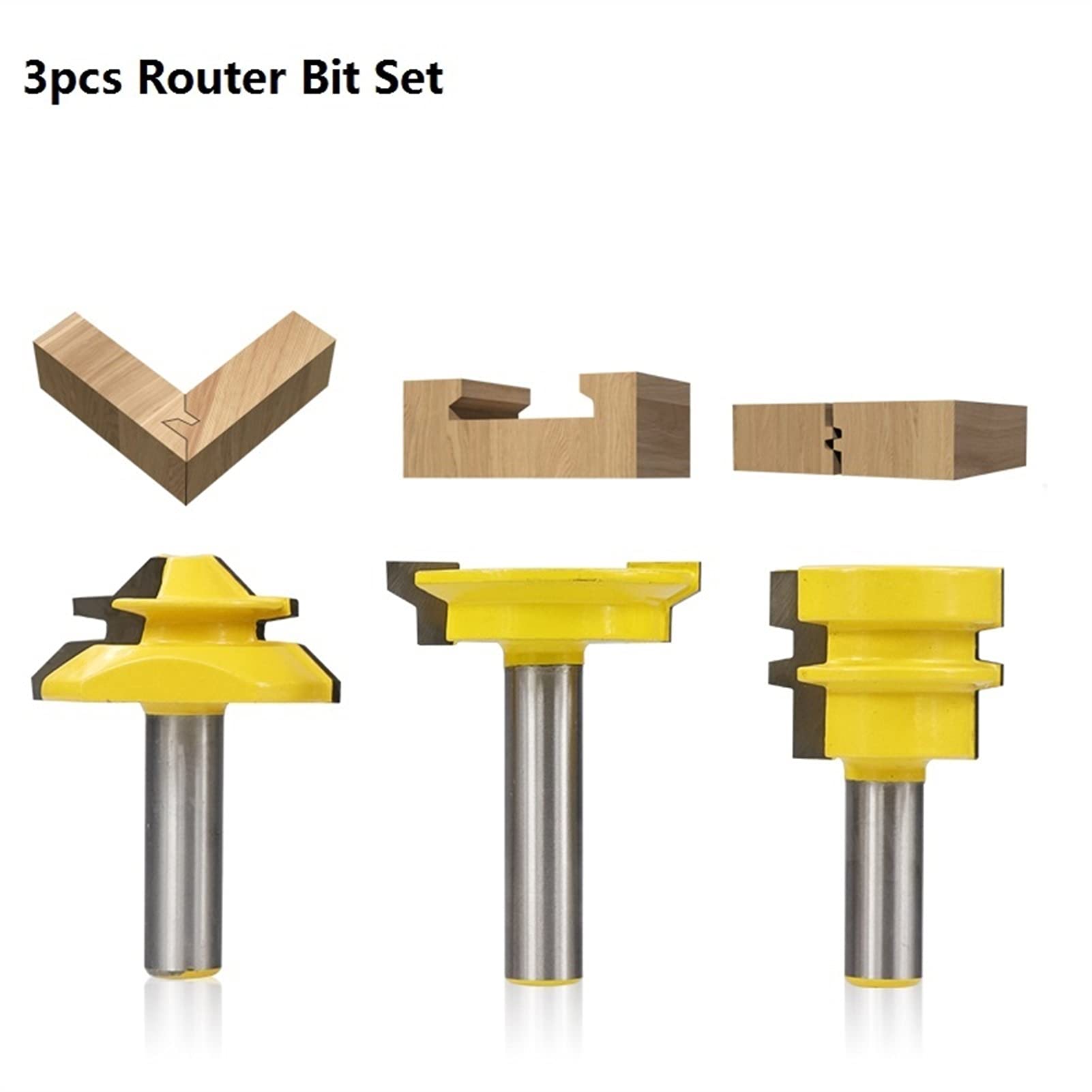 YIJIAN - Set di punte per fresatura per legno, con gambo da 1,5 cm, 45 gradi, per fresatura e fresa, per fresatura e fresa, per fresatura e fresatura a 45 gradi.