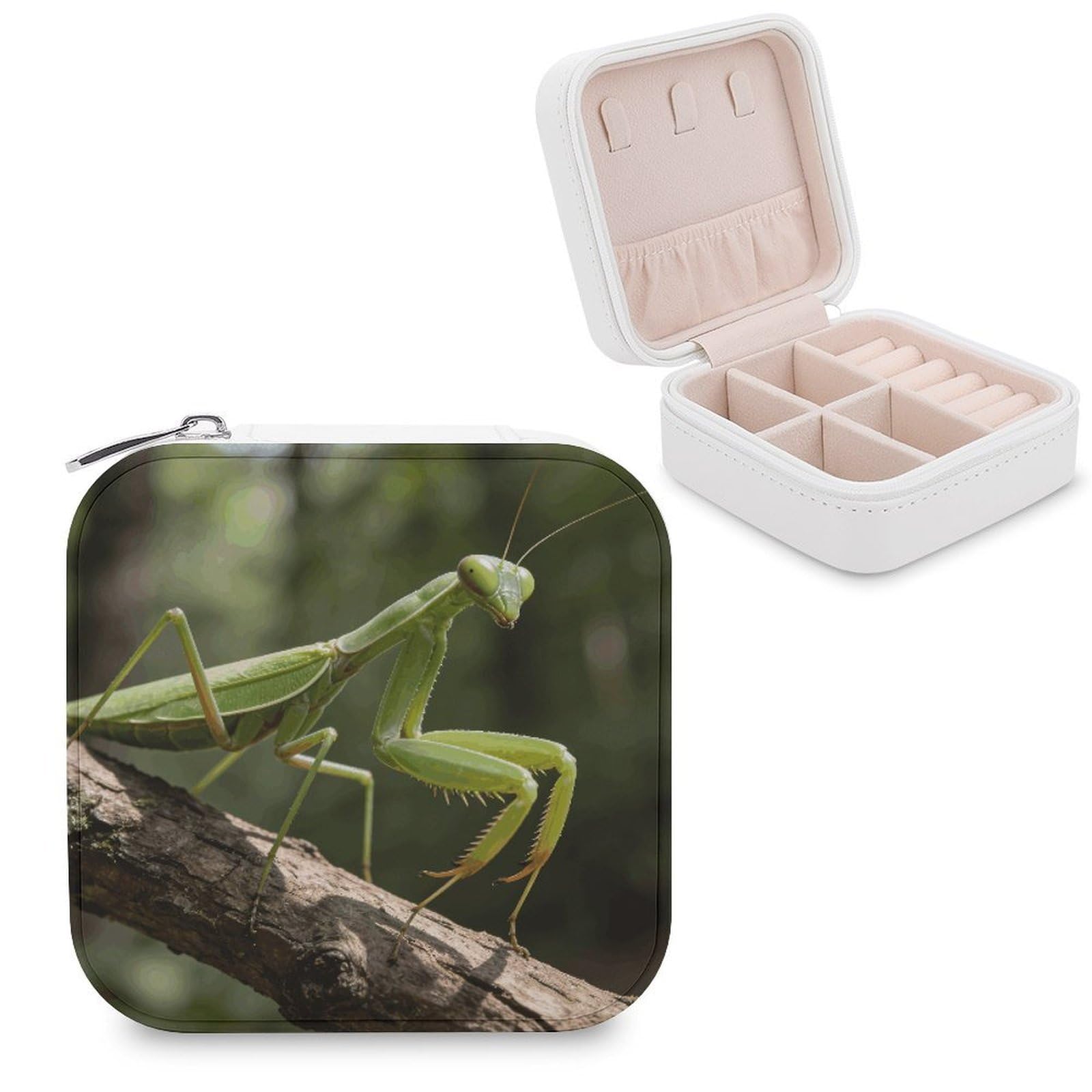 LZQPOEAS Green Blades between The Branches Jewelry Box, PU Patterned Storage Case, Portable Travel Jewelry Organizer Box for Storing Rings, Pendants, Earrings, Necklaces, And Women's Specialized