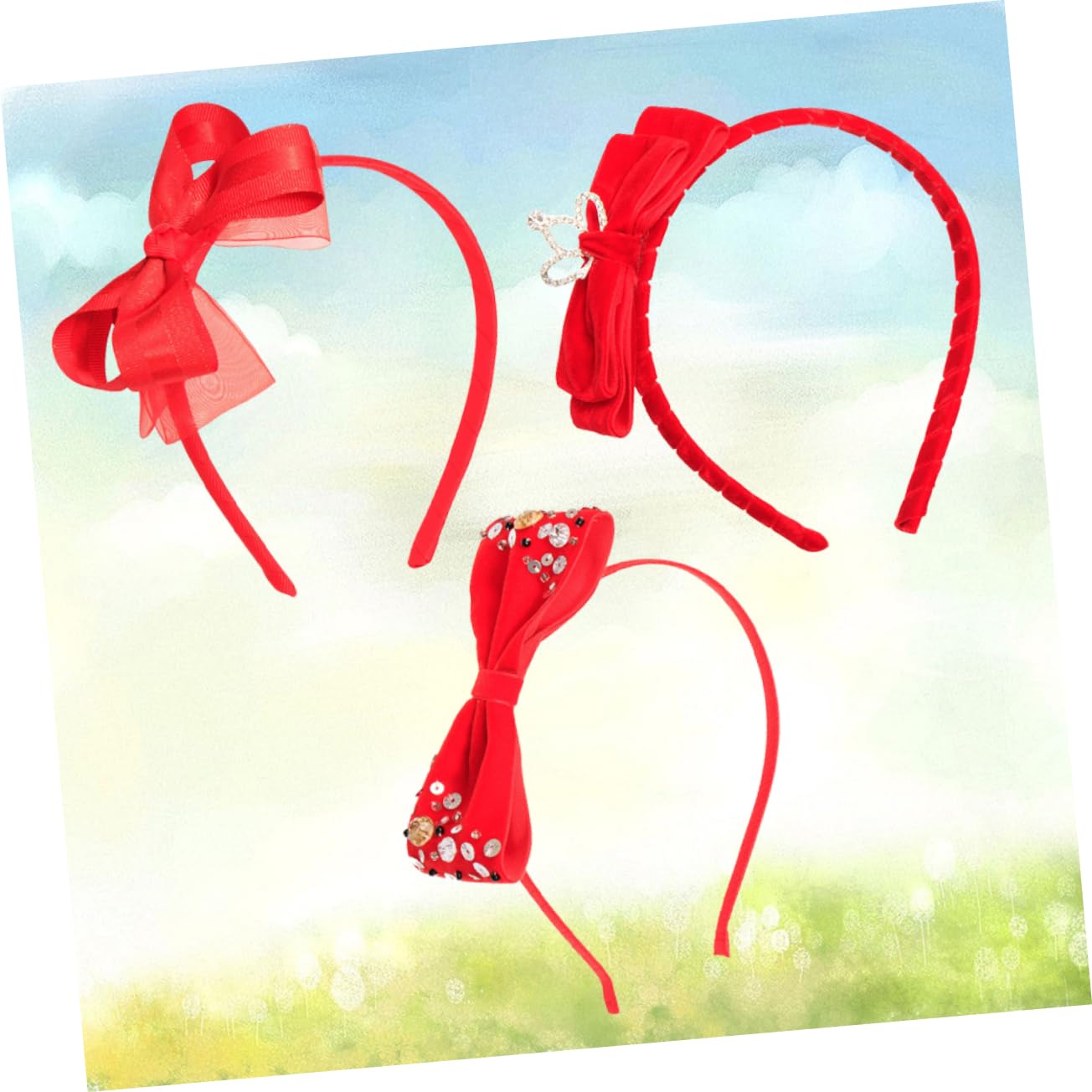 FRCOLOR 3 Set Di Fasce Per Con Fiocco Carino Per Ragazze Copricapo Per Le Feste Di Paillettes Fascia Per Con Fiocco Per Ragazzi E Ragazze Per Festa Di Compleanno 3 Pezzi*3